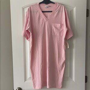 Simple Pleasures Pink Lds V-Neck Sleep Shirt with Pocket OS NWT